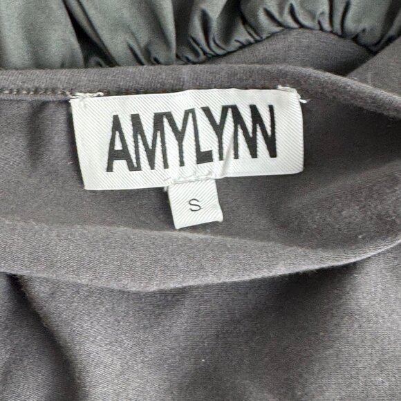 Amylynn Gray Drop Waist Bubble Hem Midi Dress Small Ruched Bodice Sleeveless - Picture 10 of 12